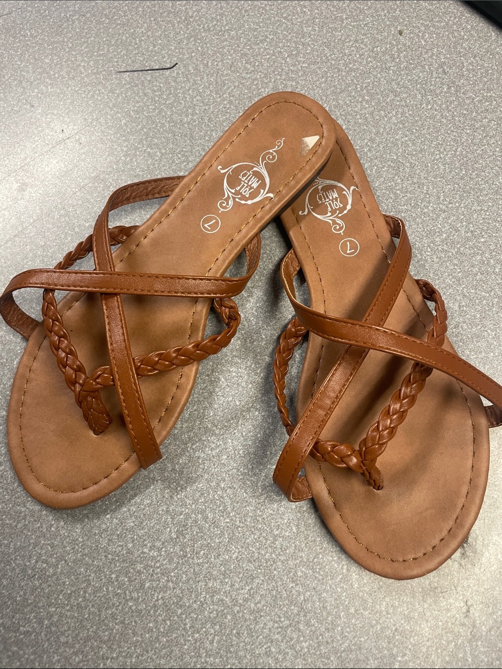 Sole Mates - Braided Crossover Slide Sandals - Tan